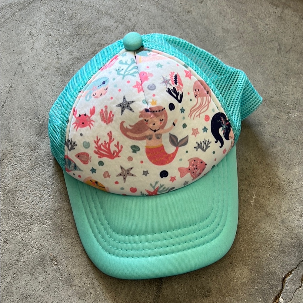 New toddler Mermaid Print Aqua Cap